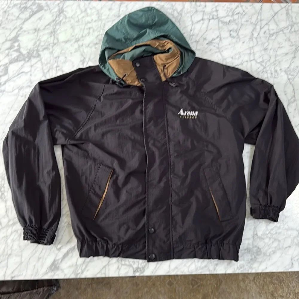Vintage Chicago Arena Colorblock Windbreaker Hooded Jacket Size XL